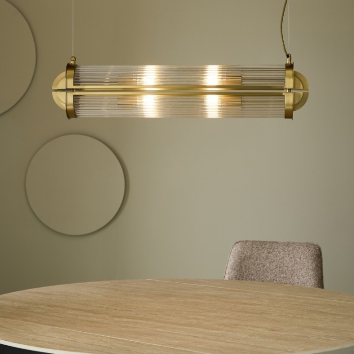 Lustre en verre et métal chromé GRAND REX