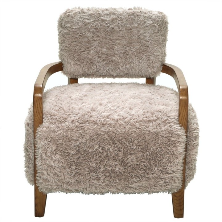 Gengis beige faux fur fabric armchair
