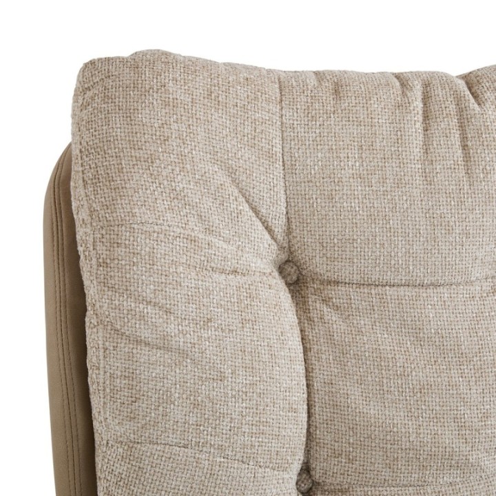 Manu beige fabric swivel armchair with footrest