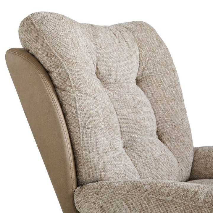 Fauteuil pivotant en tissu beige avec repose pied MANU