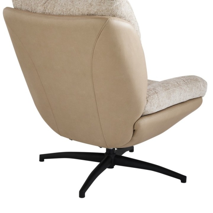 Fauteuil pivotant en tissu beige avec repose pied MANU