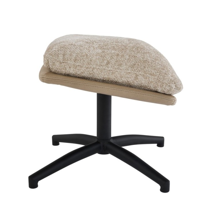 Fauteuil pivotant en tissu beige avec repose pied MANU