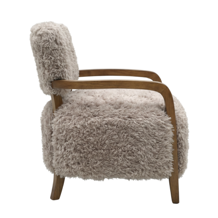 Gengis beige faux fur fabric armchair