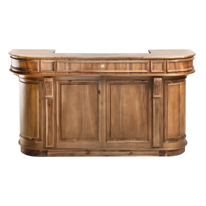 Estaminet aged solid wood counter with rounded edges