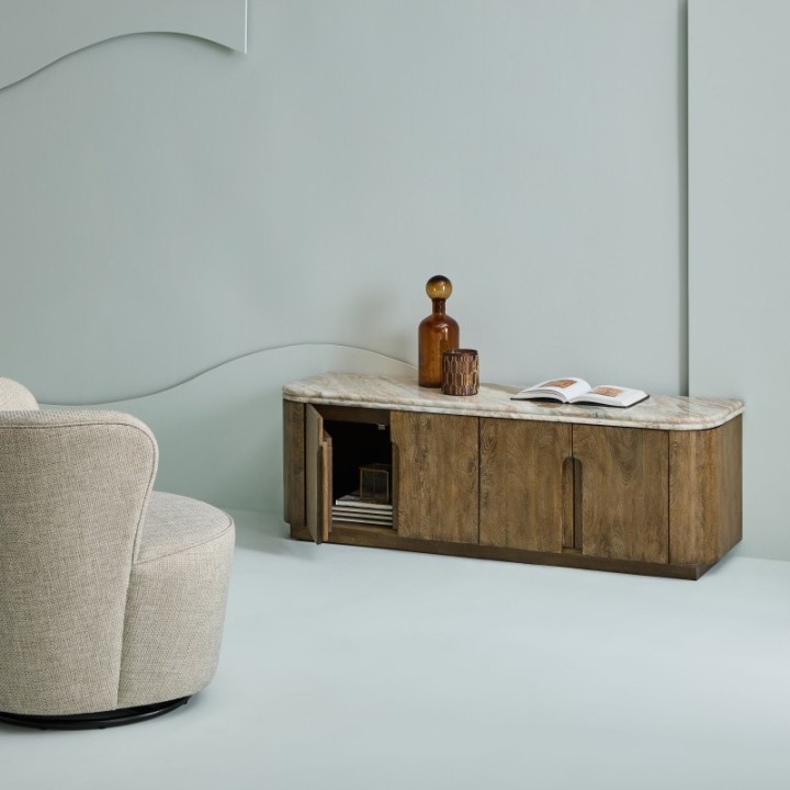 BUREN mango wood and marble TV unit