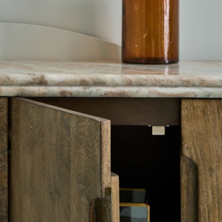 BUREN mango wood and marble TV unit