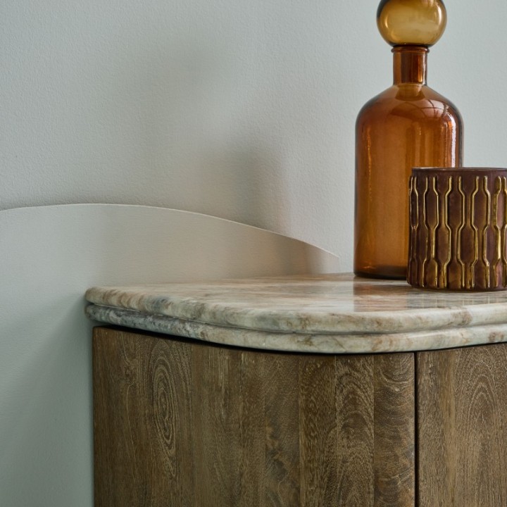 BUREN mango wood and marble TV unit
