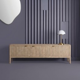 Henri solid pine 3-door TV unit