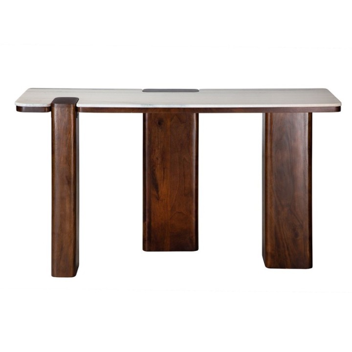 Puzzle mango wood and marble console table