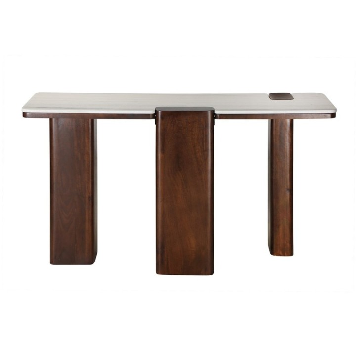 Console en bois de manguier et marbre PUZZLE