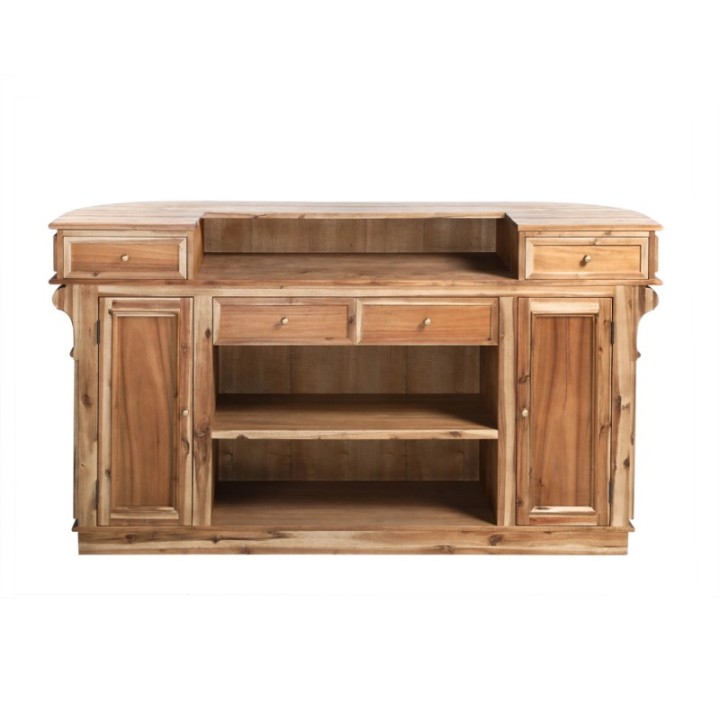 Estaminet aged solid wood counter with rounded edges