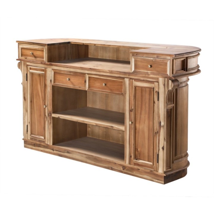 Estaminet aged solid wood counter with rounded edges