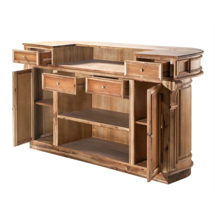 Estaminet aged solid wood counter with rounded edges