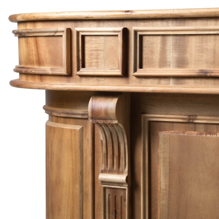 Estaminet aged solid wood counter with rounded edges