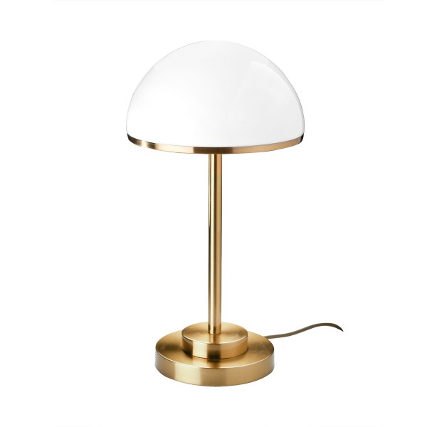 Lampe de table en laiton doré et verre blanc COUPOLE