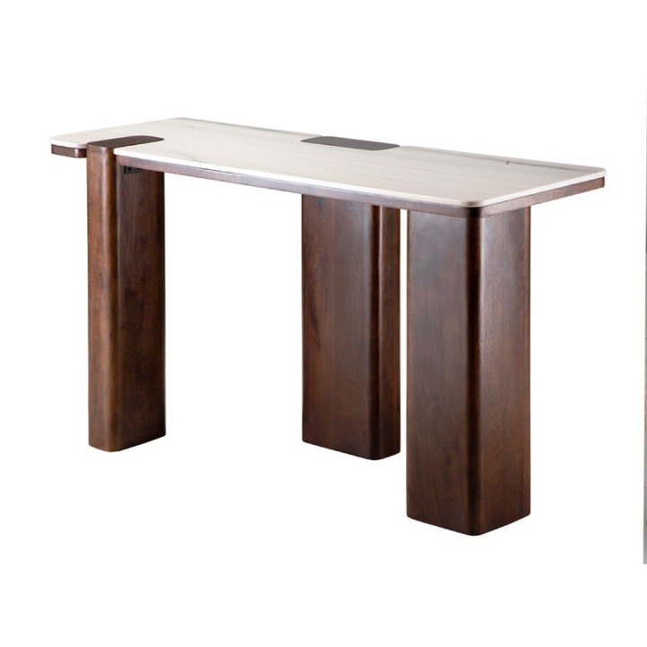 Puzzle mango wood and marble console table