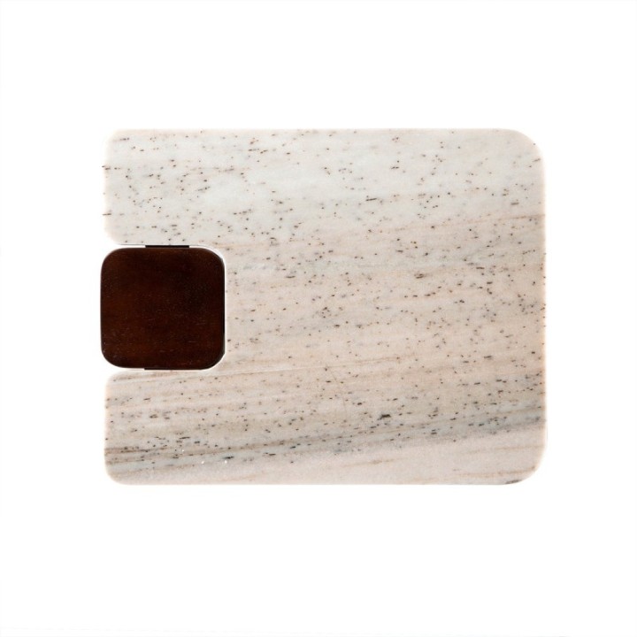 Puzzle mango wood and marble side table