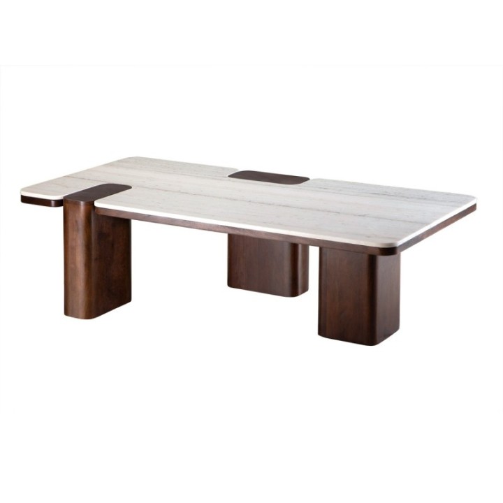 Puzzle mango wood and marble coffee table