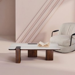 Puzzle mango wood and marble coffee table