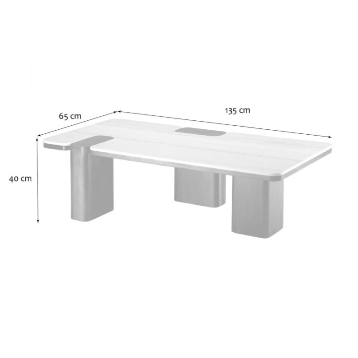 Puzzle mango wood and marble coffee table