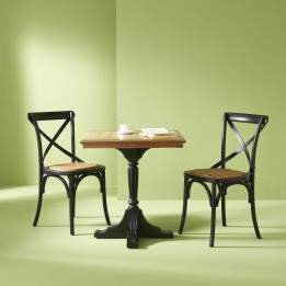 Lot de 2 chaises noires assise rotin BISTROT