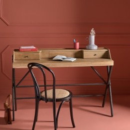 Troquet black finish beech chair with rattan seat