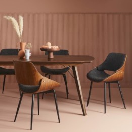 Mannix walnut finish chair with grey fabric seat