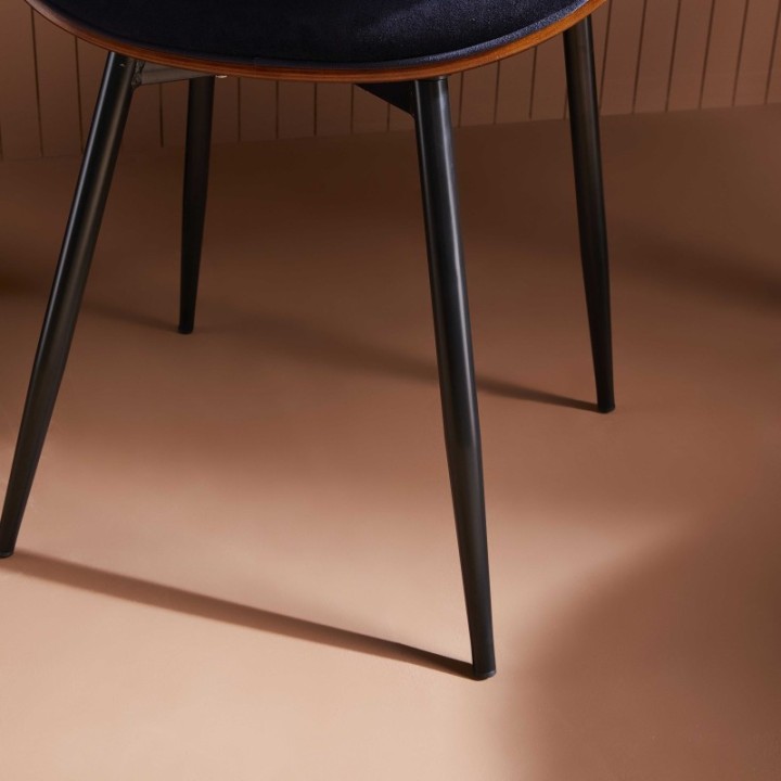 Mannix walnut finish chair with blue velvet seat