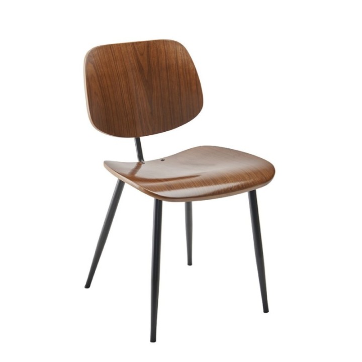 Olympia set of 2 walnut finish chairs with metal legs