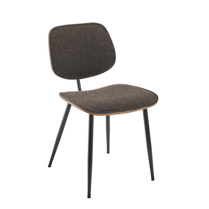Olympia set of 2 grey fabric chairs with metal legs
