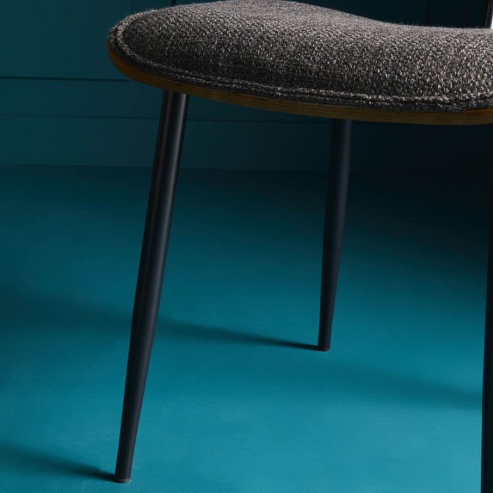 Olympia set of 2 grey fabric chairs with metal legs