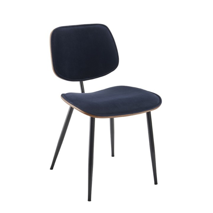 Olympia set of 2 blue velvet chairs with metal legs