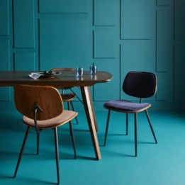 Chaise vintage Olympia en velours bleu
