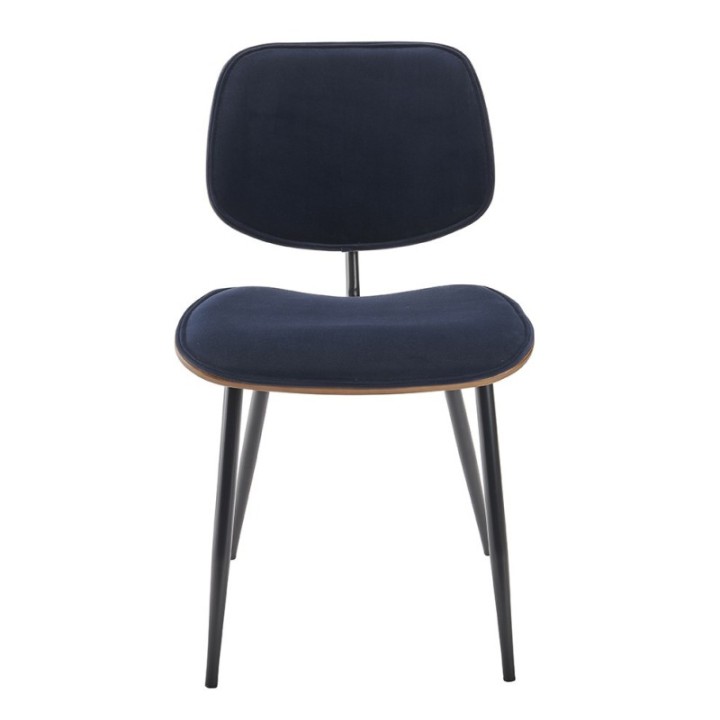 Chaise vintage Olympia en velours bleu