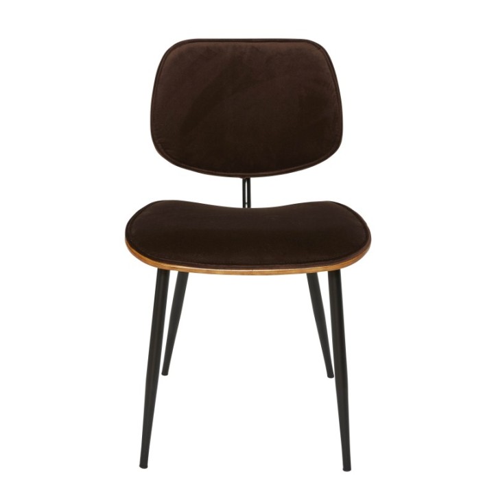 Olympia set of 2 brown velvet chairs with metal legs