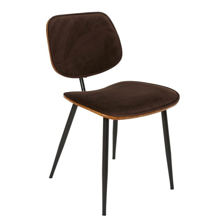 Olympia set of 2 brown velvet chairs with metal legs