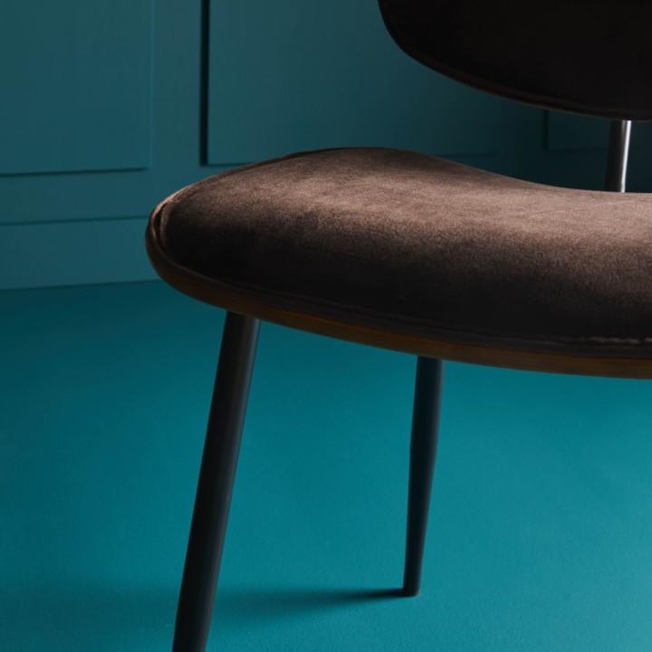 Olympia set of 6 brown velvet chairs with metal legs