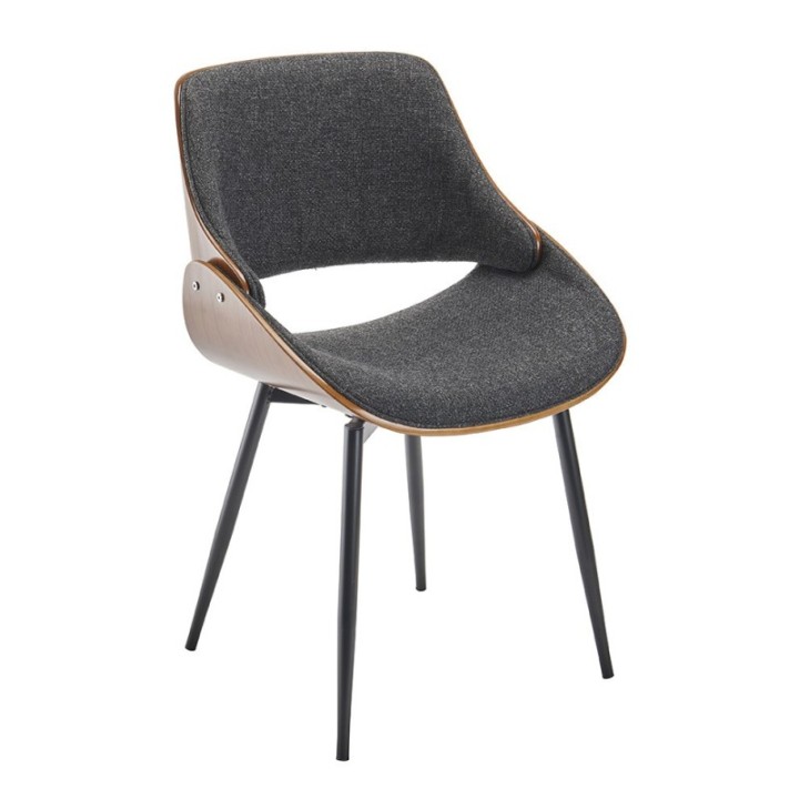 Mannix set of 4 grey fabric chairs with metal legs