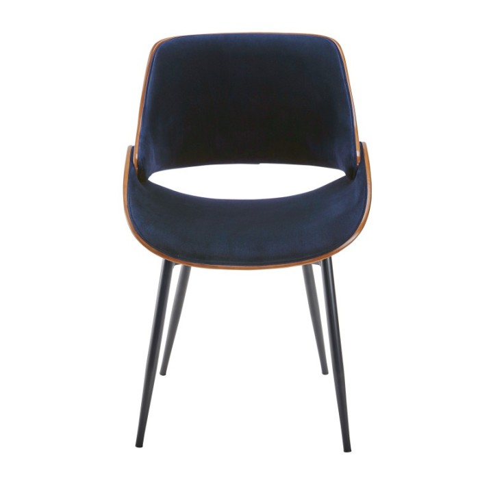 Mannix set of 4 blue velvet chairs with metal legs