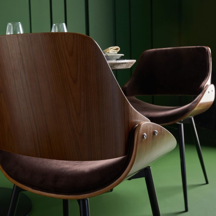 Chaise vintage Mannix en velours marron
