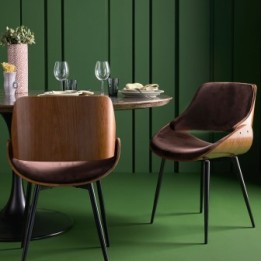 Chaise vintage Mannix en velours marron