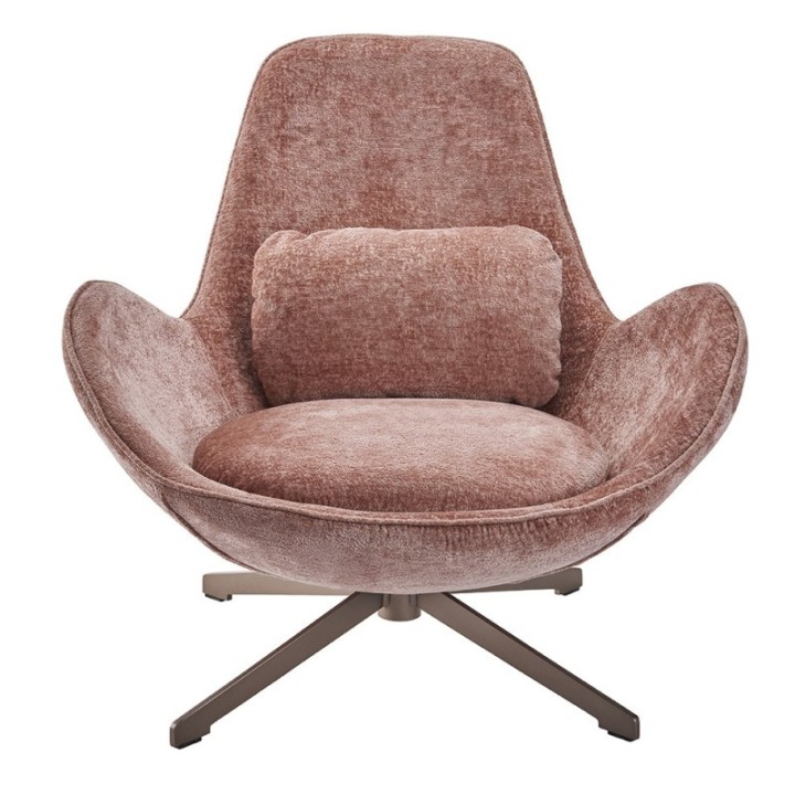 Grand fauteuil esprit années 70 en velours rose
