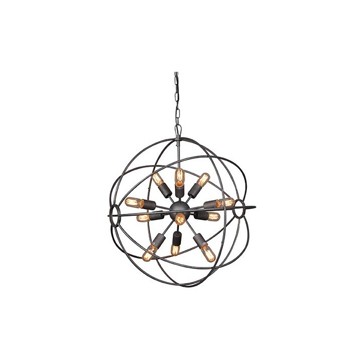 Lustre Spoutnik rond esprit industriel, métallique