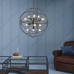 Lustre Spoutnik rond esprit industriel, métallique