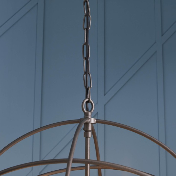 Spoutnik round grey metal chandelier Dia. 70 cm