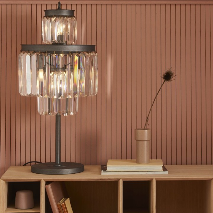 Lampe à poser esprit années 50, avec pampilles