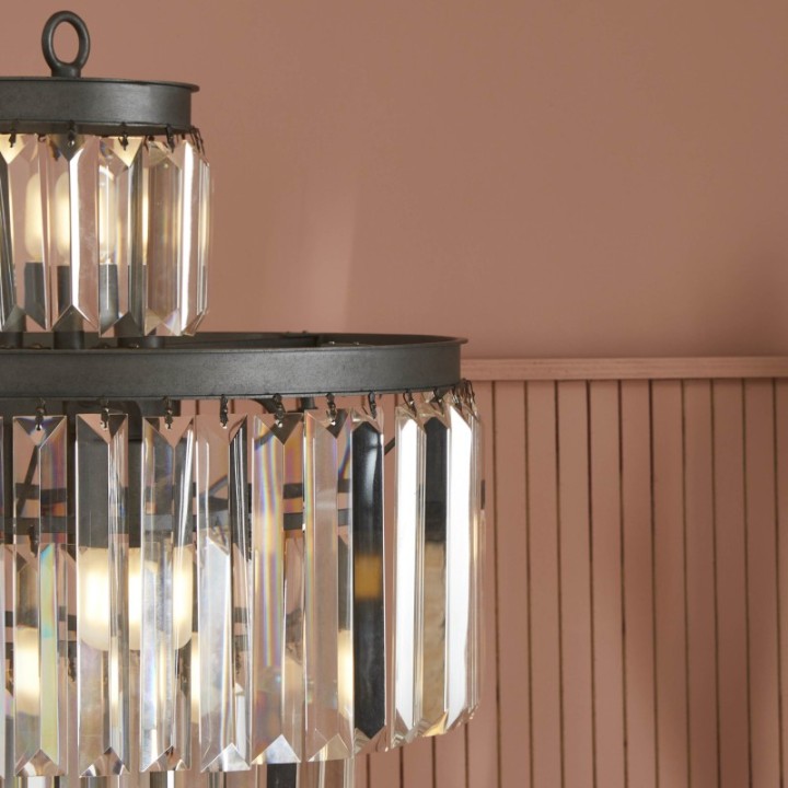 Fulgurant floor lamp in glass and grey metal