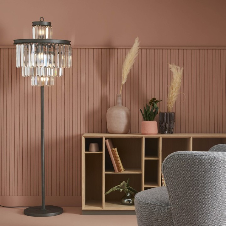 Fulgurant floor lamp in glass and grey metal