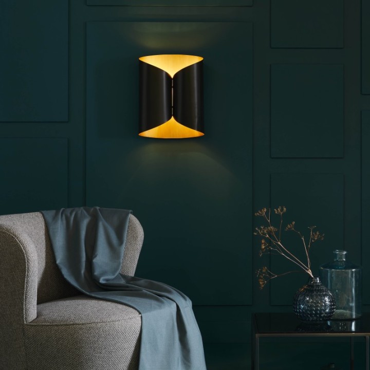 Papyrus black and gold metal wall light