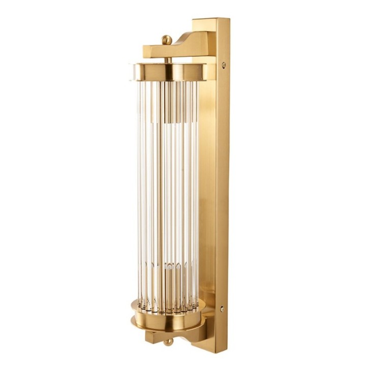 Gold brass finish metal wall light with glass tube